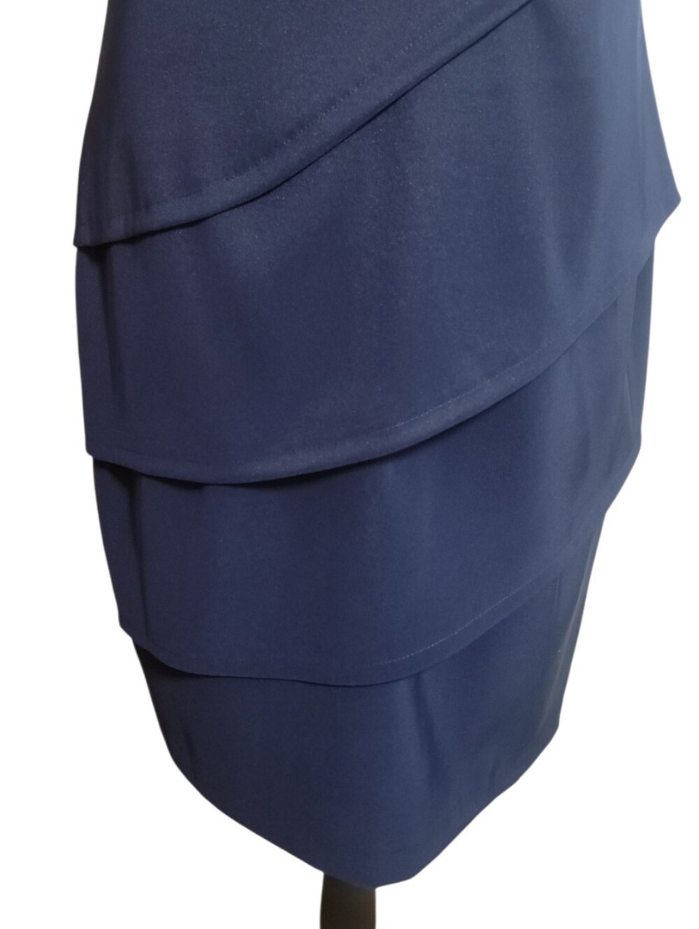 Dressbarn navy blue beaded neck sleeveless layered front sheath dress size 8 - Picture 5 of 8